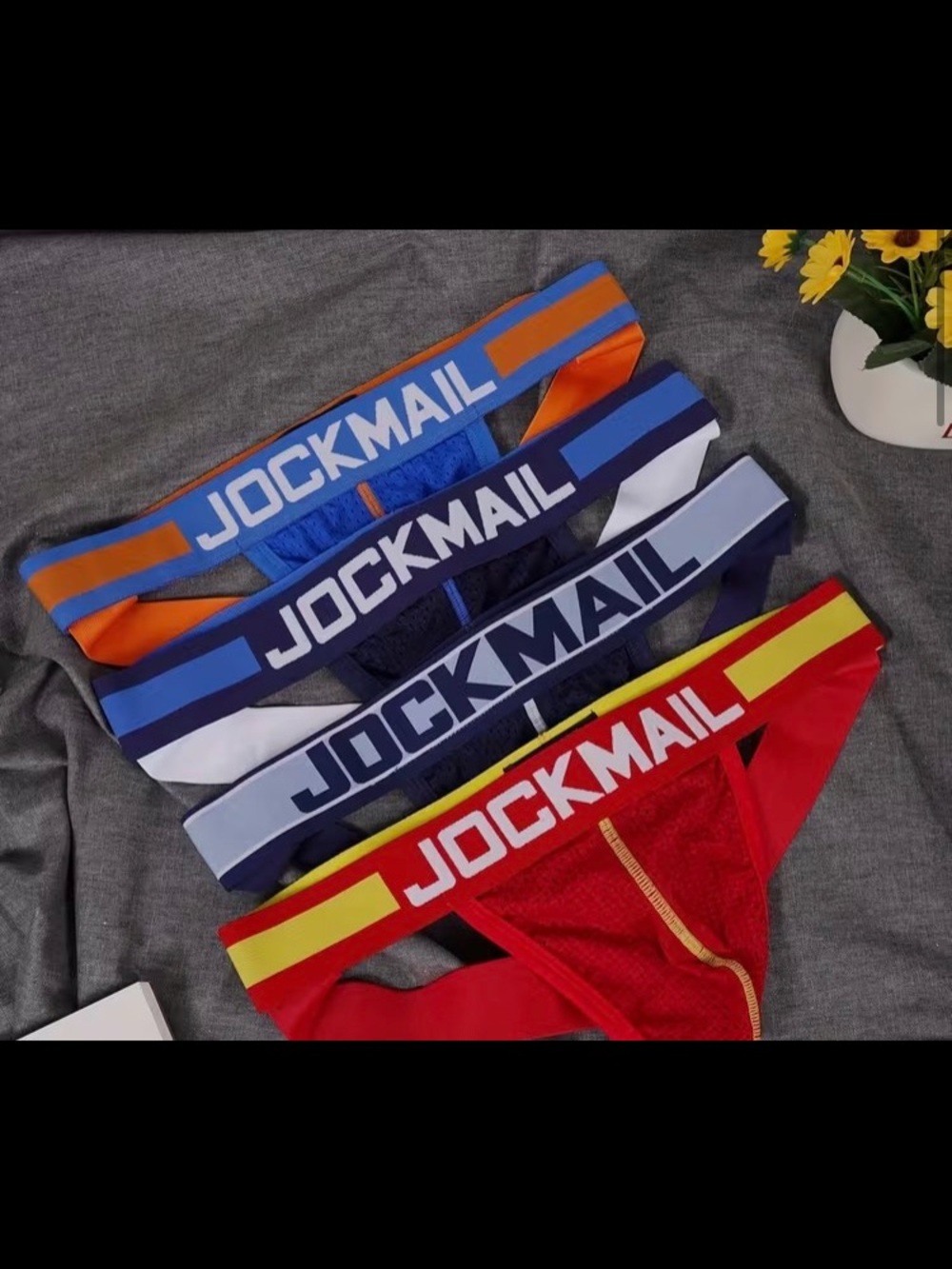 NWT JOCKMAIL 4 Pack Men’s M Mesh Jockstraps Breathable Stretch Multi Color